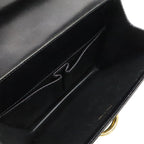 Celine Ganchini Double Flap Handbag Leather Black Gold — view 8