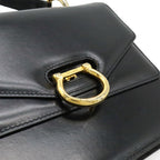 Celine Ganchini Double Flap Handbag Leather Black Gold — view 9