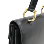 Celine Ganchini Double Flap Handbag Leather Black Gold — view 4