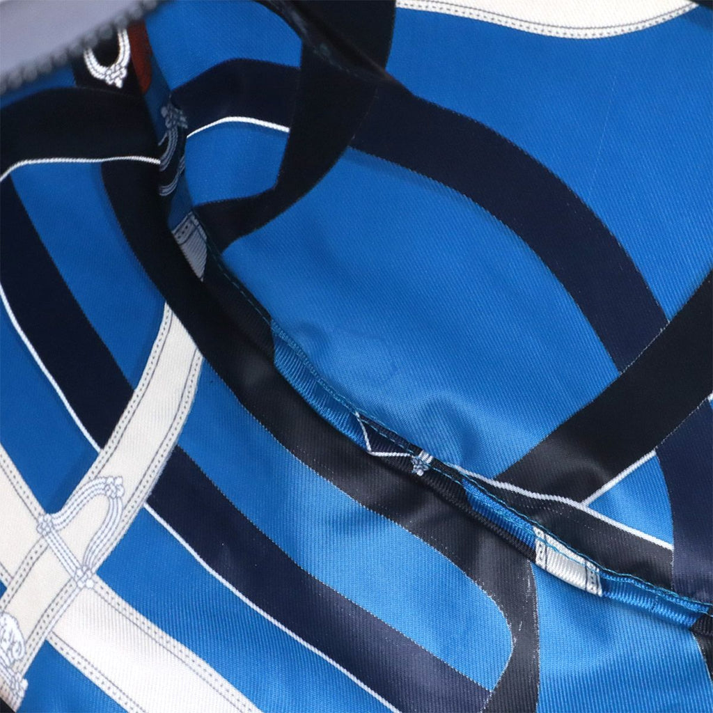 Hermes Cavalcade Air Silk Duffle 38 Shoulder Bag Tote 100% Blue Orange — view 9