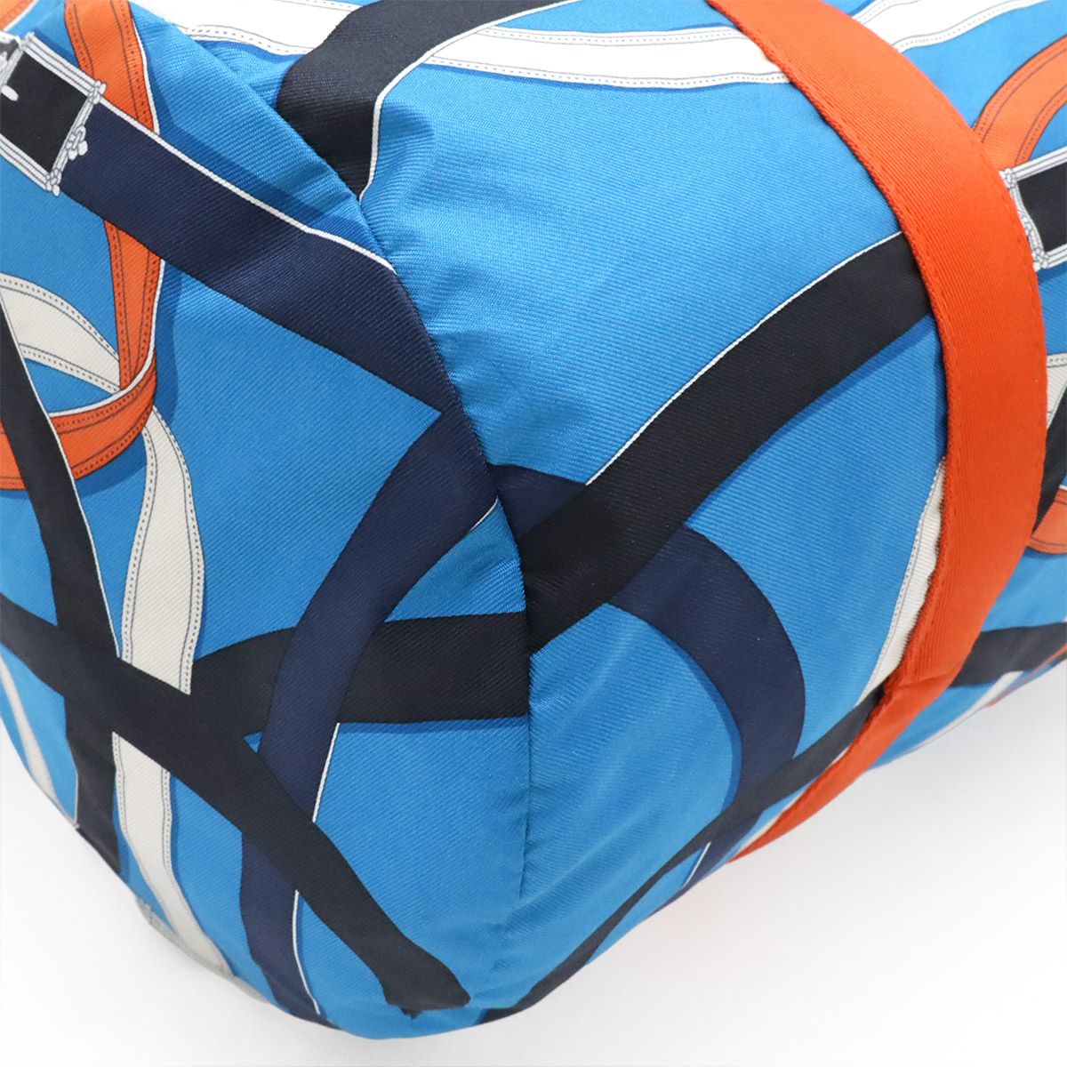 Hermes Cavalcade Air Silk Duffle 38 Shoulder Bag Tote 100% Blue Orange — view 3