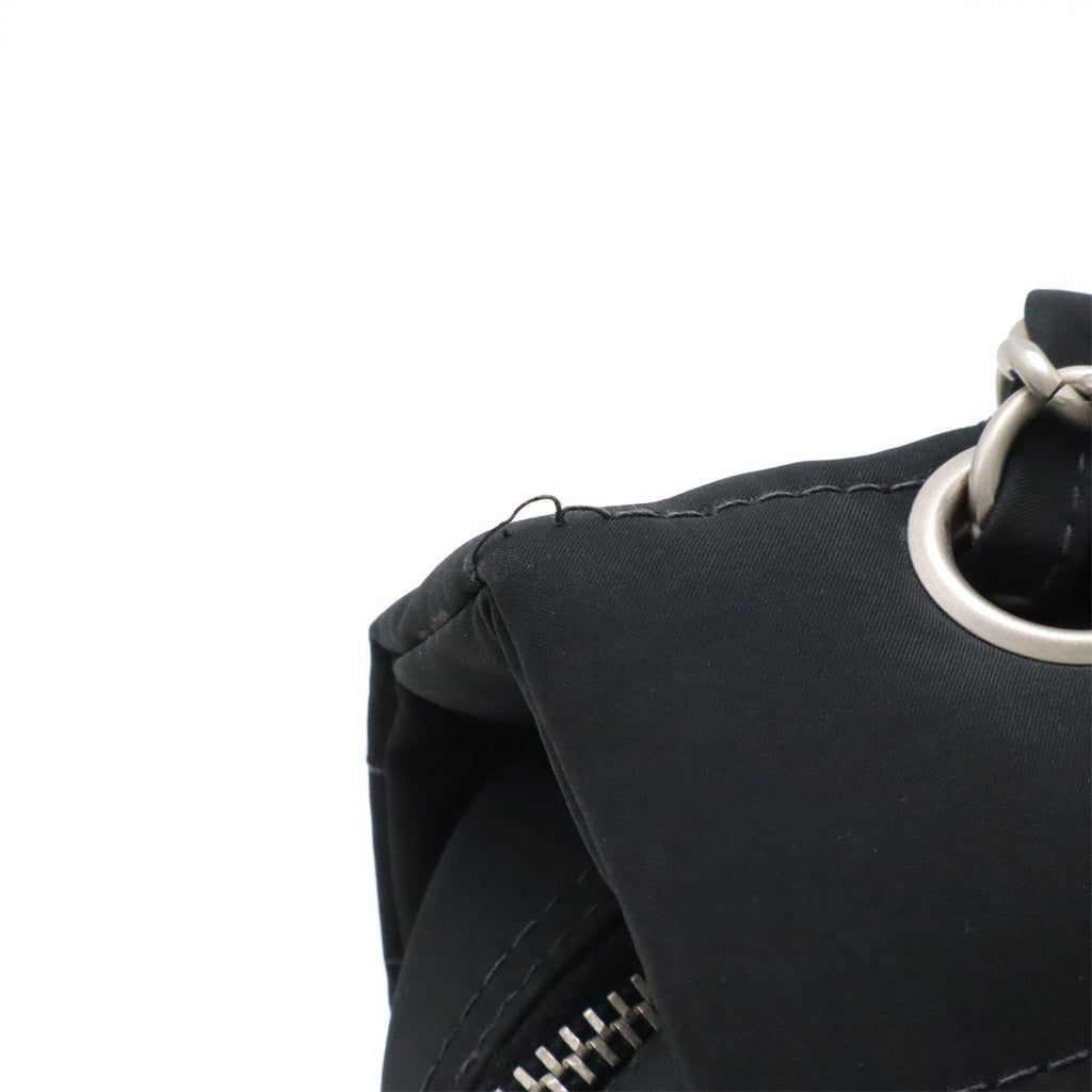 Chanel Choco Bar CC Logo Chain Shoulder Bag Quilted Nylon Black Silver — view 4