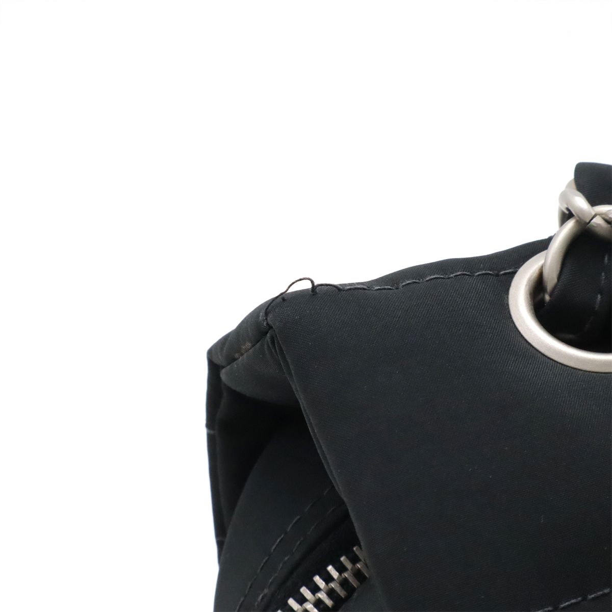 Chanel Choco Bar CC Logo Chain Shoulder Bag Quilted Nylon Black Silver — view 4
