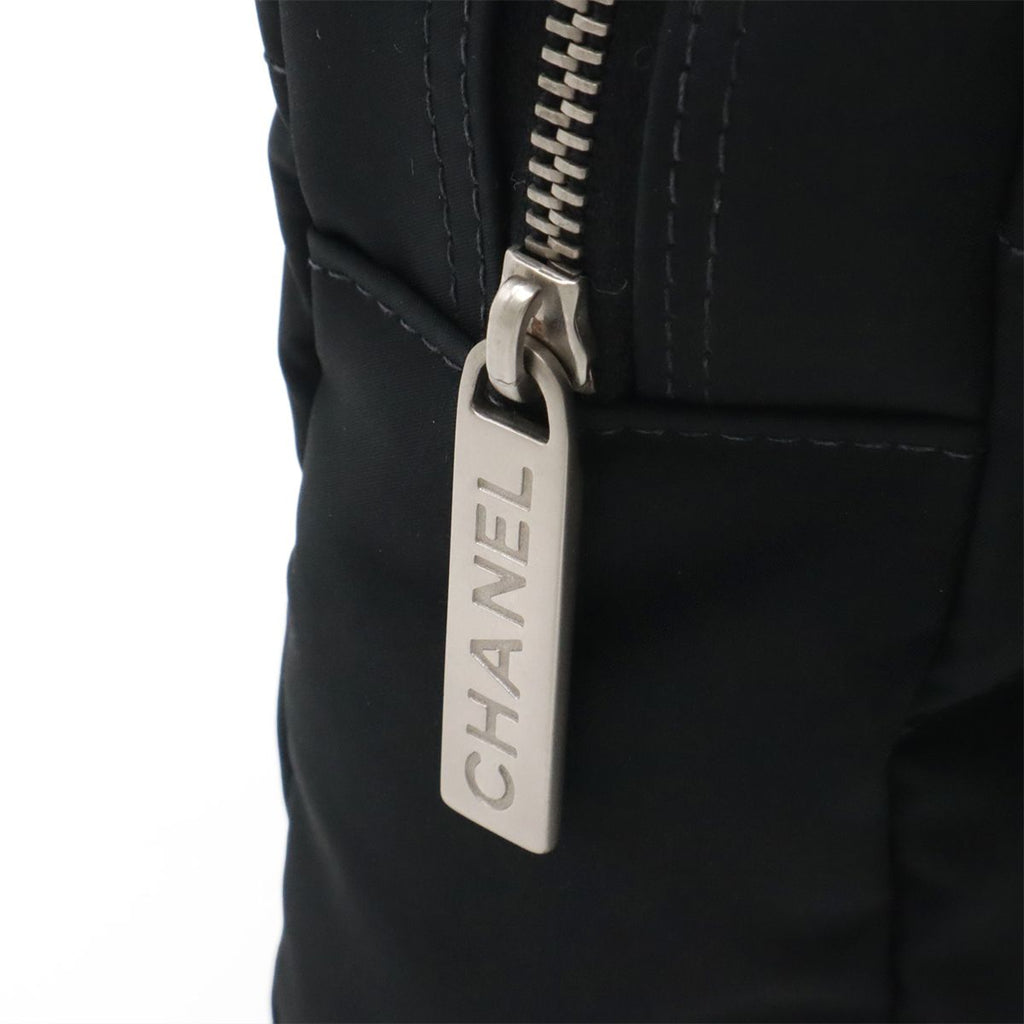 Chanel Choco Bar CC Logo Chain Shoulder Bag Quilted Nylon Black Silver — view 5