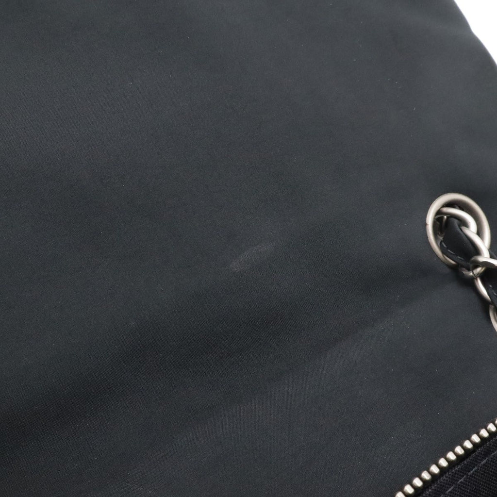 Chanel Choco Bar CC Logo Chain Shoulder Bag Quilted Nylon Black Silver — view 8