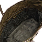 Prada Velour Belt Motif Tote Shoulder Bag Nylon Leather Khaki Pink — view 6