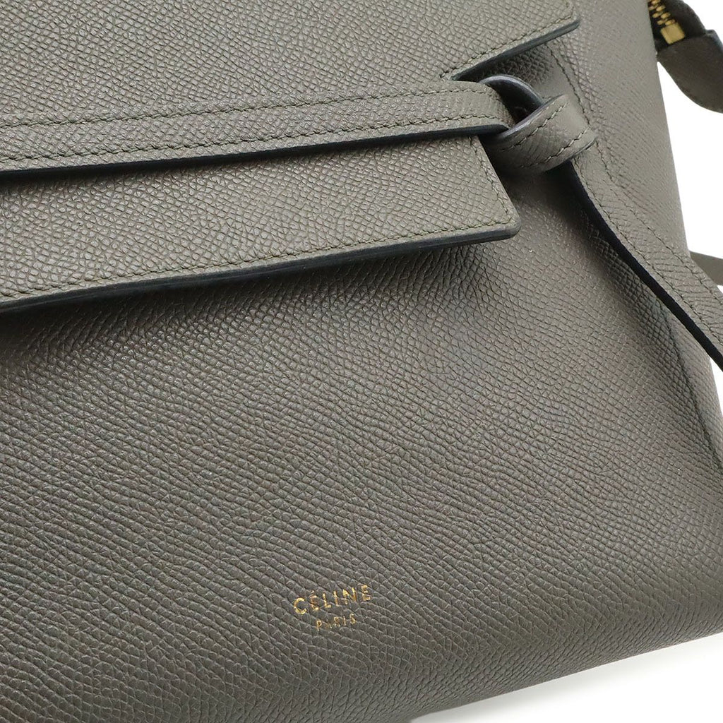 Celine Belt Bag Nano 2-Way Crossbody Leather Gray Gold — view 9