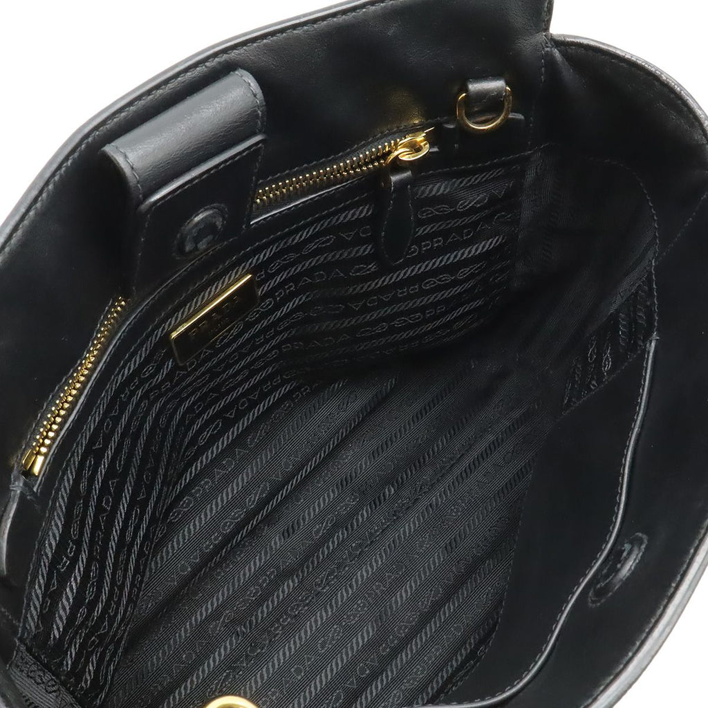Prada Saffiano 2-Way Shoulder Bag Crossbody Leather Nero Black Gold — view 5