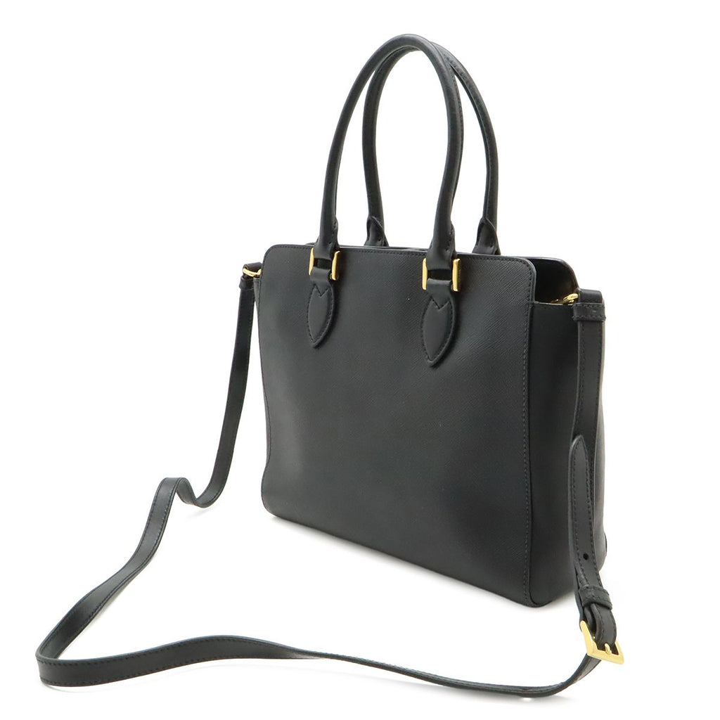 Prada Saffiano 2-Way Shoulder Bag Crossbody Leather Nero Black Gold — view 2