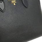 Prada Saffiano 2-Way Shoulder Bag Crossbody Leather Nero Black Gold — view 9