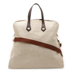 Hermes Sac Eve MM Tote Toile Ash Leather Ivory Natural Brown Silver
