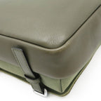 Loewe Logo Military Messenger Bag XS Canvas Leather Khaki Green Silver — view 3