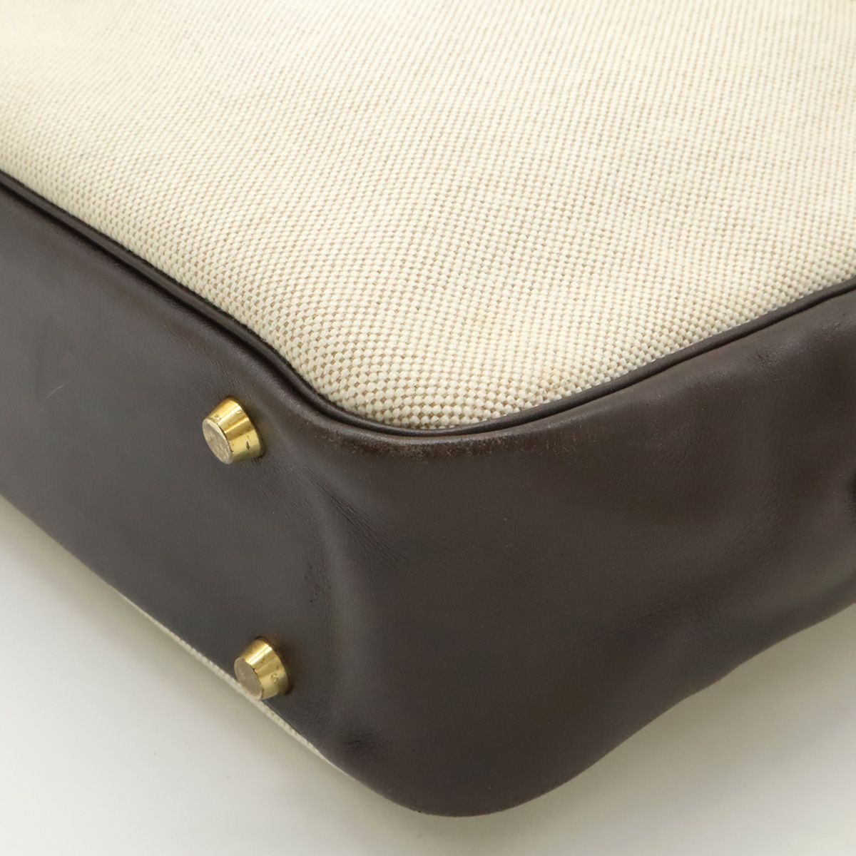 Hermes Plume Dog 38 Briefcase Business Toile Ash Veau Barenia Natural Dark Brown — view 3