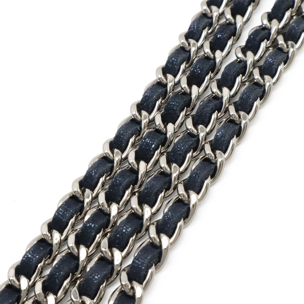 Chanel Quilted Chain Wallet Shoulder Bag Pochette Crossbody Sparkle Leather — view 4
