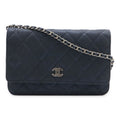 Chanel Quilted Chain Wallet Shoulder Bag Pochette Crossbody Sparkle Leather