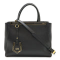 Fendi Petite Tote 2-Way Shoulder Bag Leather Black Gold