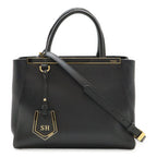 Fendi Petite Tote 2-Way Shoulder Bag Leather Black Gold