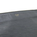 Celine Trio Large Shoulder Bag Pochette Crossbody Pouch Leather Black Gold — view 9