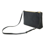 Celine Trio Large Shoulder Bag Pochette Crossbody Pouch Leather Black Gold — view 2