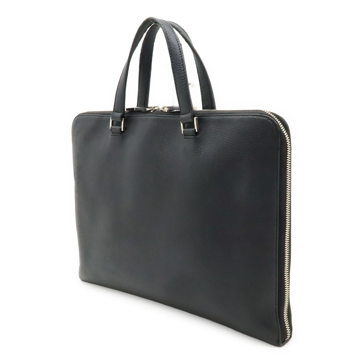 Dior Homme Logo Business Briefcase Leather Black Silver — view 2