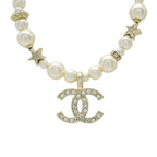 Chanel CC Logo CC Mark Star Pearl Choker Necklace Pendant Metal Faux Rhinestone