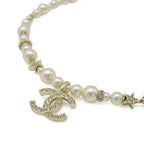 Chanel CC Logo CC Mark Star Pearl Choker Necklace Pendant Metal Faux Rhinestone — view 3