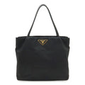 Prada Triangle Logo Tote Shoulder Bag Nylon Patent Nero Black Gold