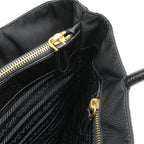 Prada Triangle Logo Tote Shoulder Bag Nylon Patent Nero Black Gold — view 5