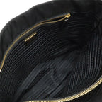 Prada Triangle Logo Tote Shoulder Bag Nylon Patent Nero Black Gold — view 6