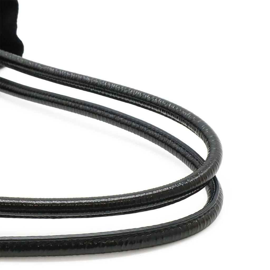 Prada Triangle Logo Tote Shoulder Bag Nylon Patent Nero Black Gold — view 4