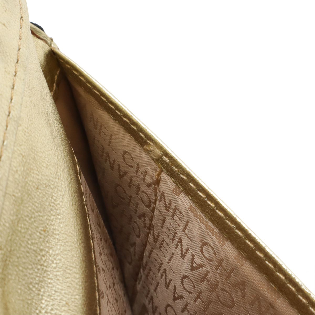 Chanel Sparkling Denim CC Logo Zip Around Wallet Metallic Cles the Indigo Gold — view 6