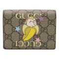 Gucci GG Supreme Card Case Wallet Compact Bifold Bananya Print Beige Yellow