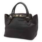 Fendi Selleria Villa Borghese Handbag Leather Dark Brown Silver — view 2