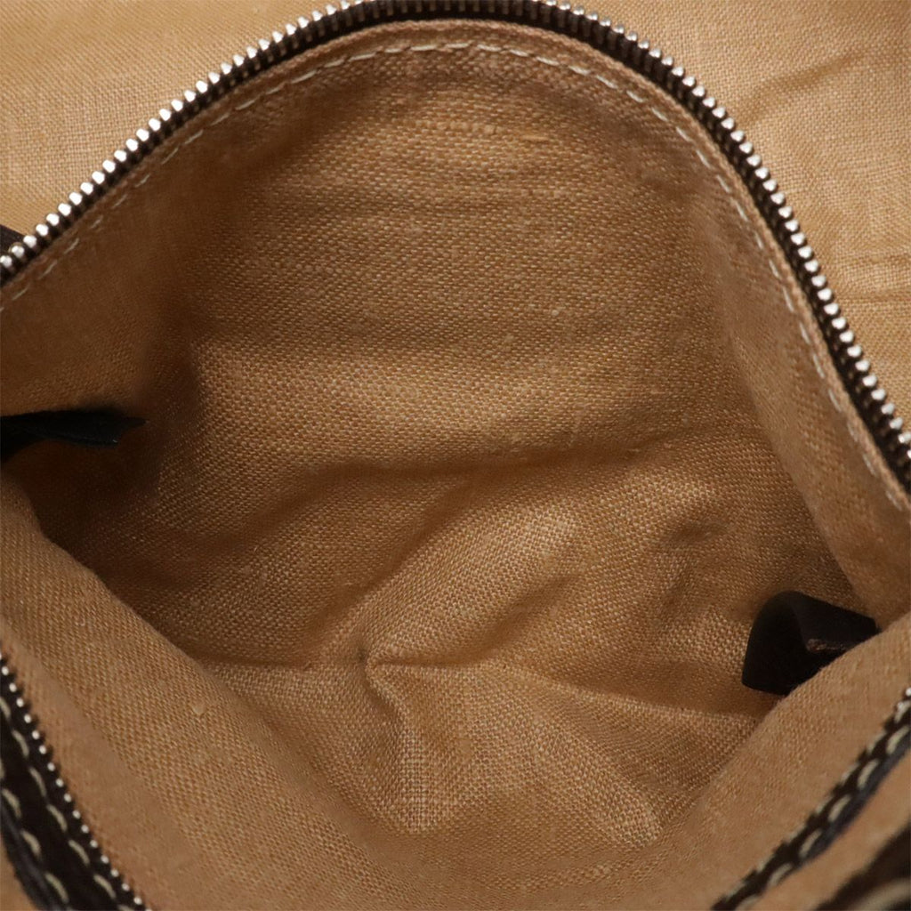 Fendi Selleria Villa Borghese Handbag Leather Dark Brown Silver — view 7