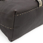 Fendi Selleria Villa Borghese Handbag Leather Dark Brown Silver — view 3