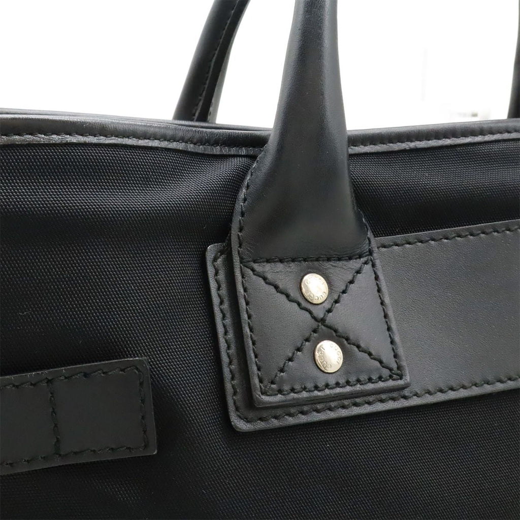 Gucci Business Briefcase Document Purse Nylon Canvas Black Silver — view 7