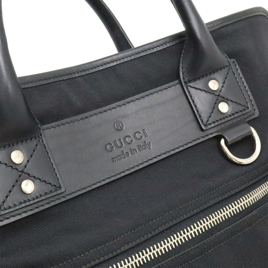 Gucci Business Briefcase Document Purse Nylon Canvas Black Silver — view 9