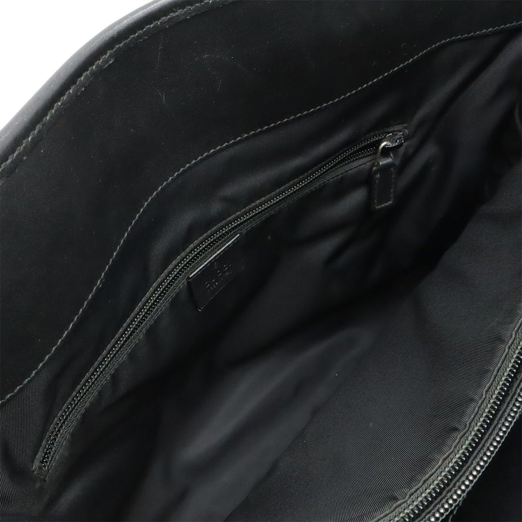 Gucci Business Briefcase Document Purse Nylon Canvas Black Silver — view 6