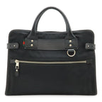 Gucci Business Briefcase Document Purse Nylon Canvas Black Silver