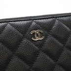 Chanel Quilted CC Logo Zip Around Wallet Caviar Leather Black Silver — view 4