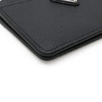 Prada Saffiano Triangle Logo Card Case Business Holder Coin Purse Leather Nero — view 3