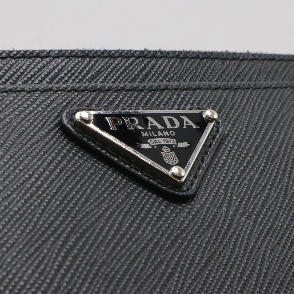 Prada Saffiano Triangle Logo Card Case Business Holder Coin Purse Leather Nero — view 5