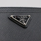 Prada Saffiano Triangle Logo Card Case Business Holder Coin Purse Leather Nero — view 5