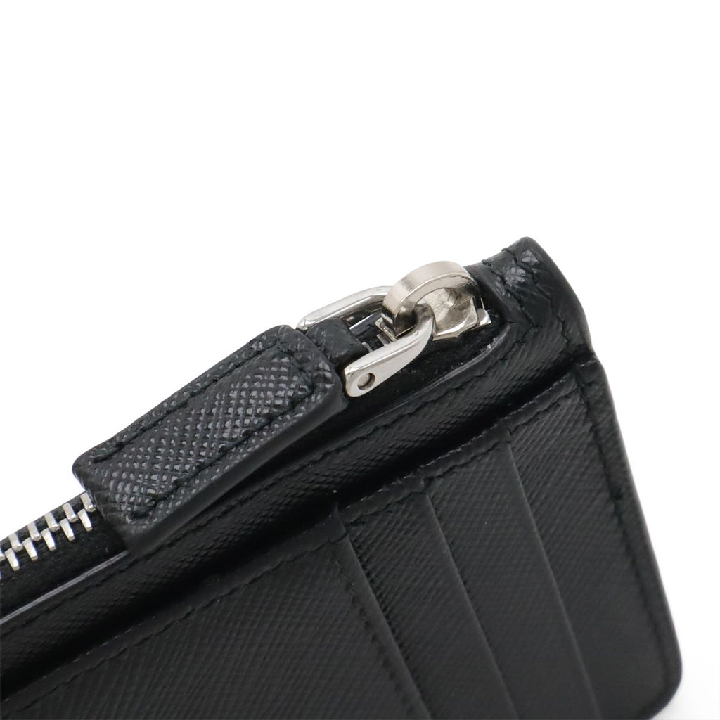 Prada Saffiano Triangle Logo Card Case Business Holder Coin Purse Leather Nero — view 6