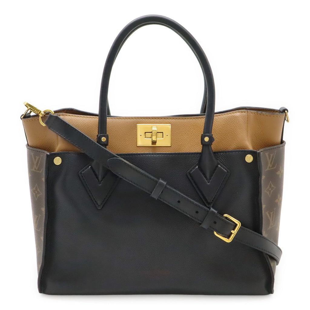 Louis Vuitton Monogram on My Side MM 2-Way Shoulder Bag Leather Noir Black