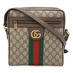 Gucci Ophidia GG Small Messenger Bag Supreme Sherry Line Leather Beige Mocha