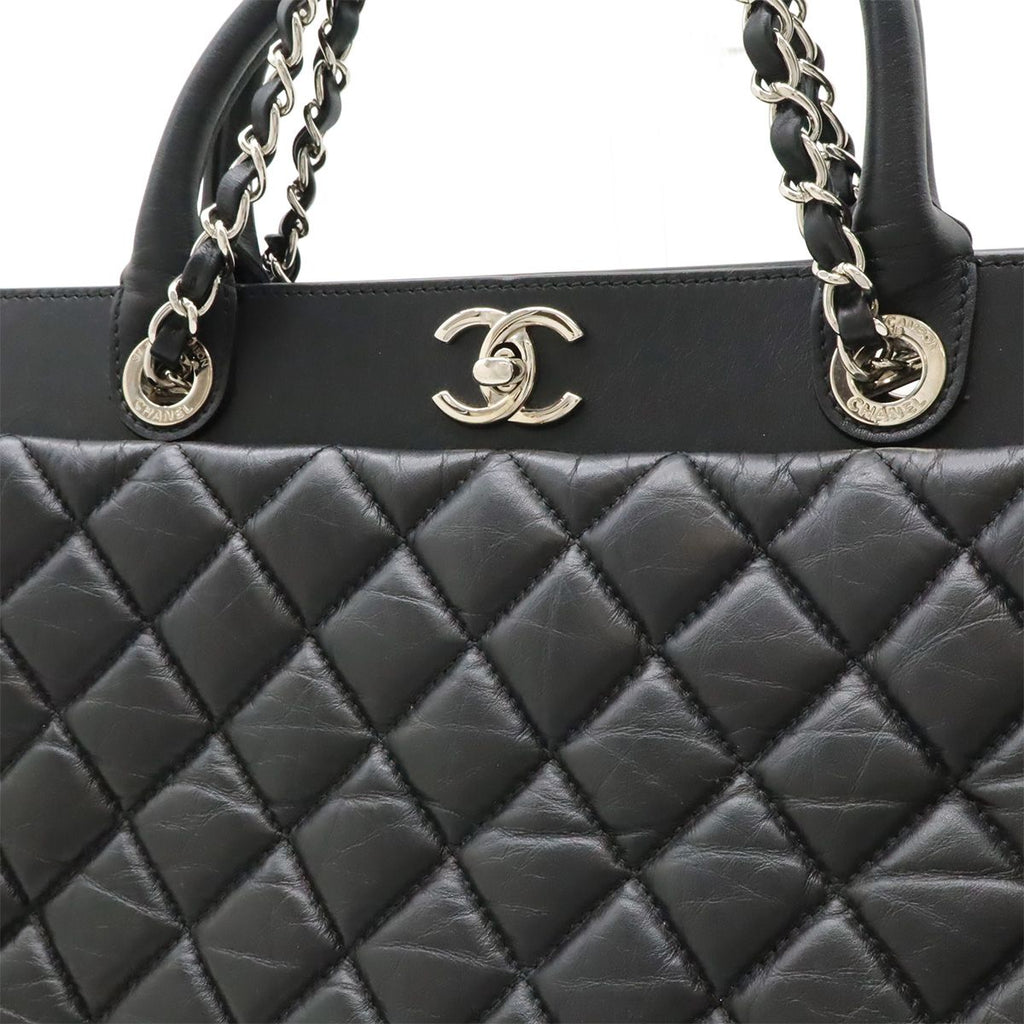 Chanel Quilted CC Logo Portobello Tote 2-Way Shoulder Bag Chain Leather Black — view 9