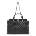 Chanel Quilted CC Logo Portobello Tote 2-Way Shoulder Bag Chain Leather Black
