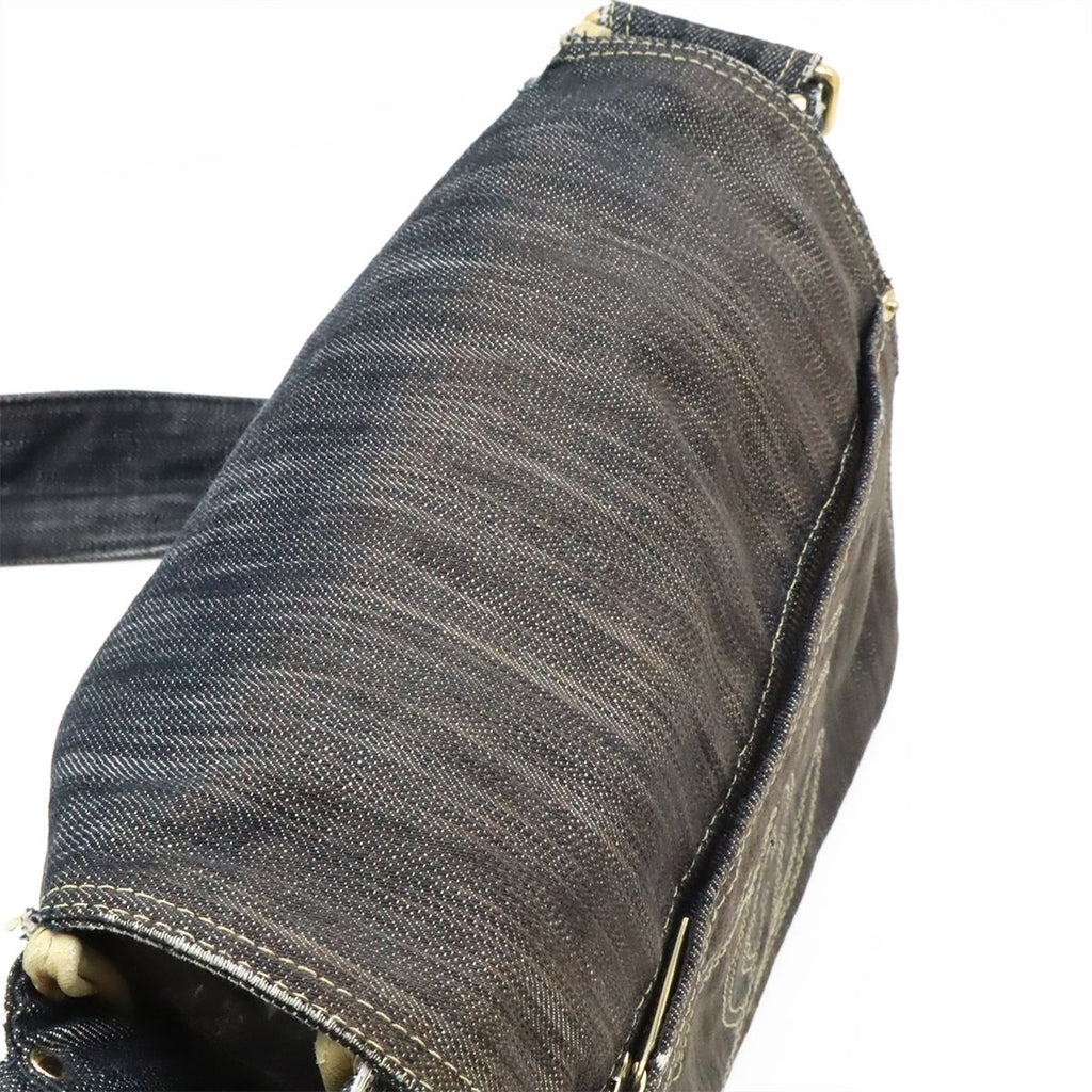 Chanel Sparkling Denim CC Logo Shoulder Bag Indigo Blue Gold — view 6