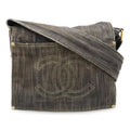 Chanel Sparkling Denim CC Logo Shoulder Bag Indigo Blue Gold